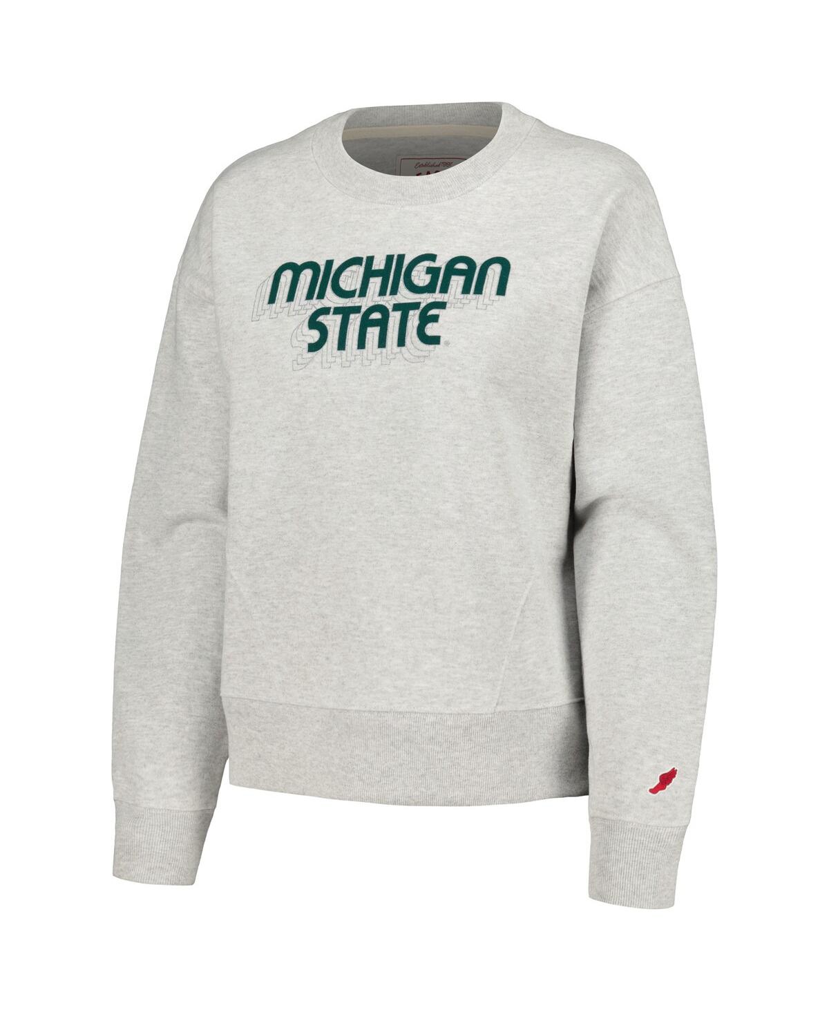 Shop League Collegiate Wear Women's  Ash Michigan State Spartans Boxy Pullover Sweatshirt