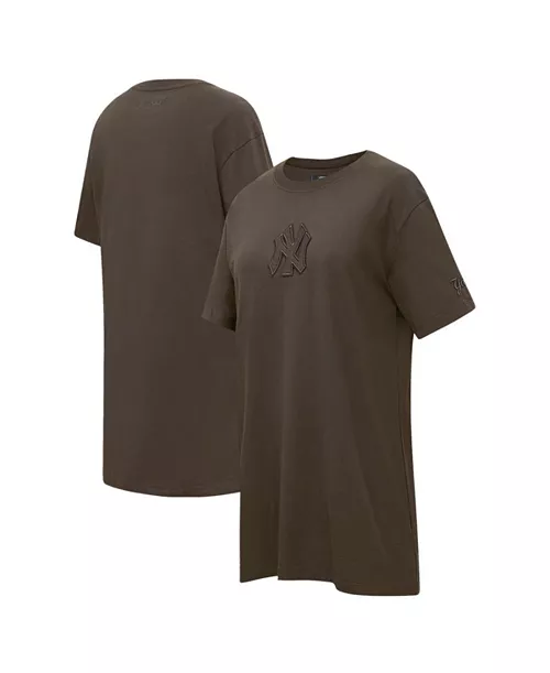 women's brown new york yankees neutral t-shirt dress