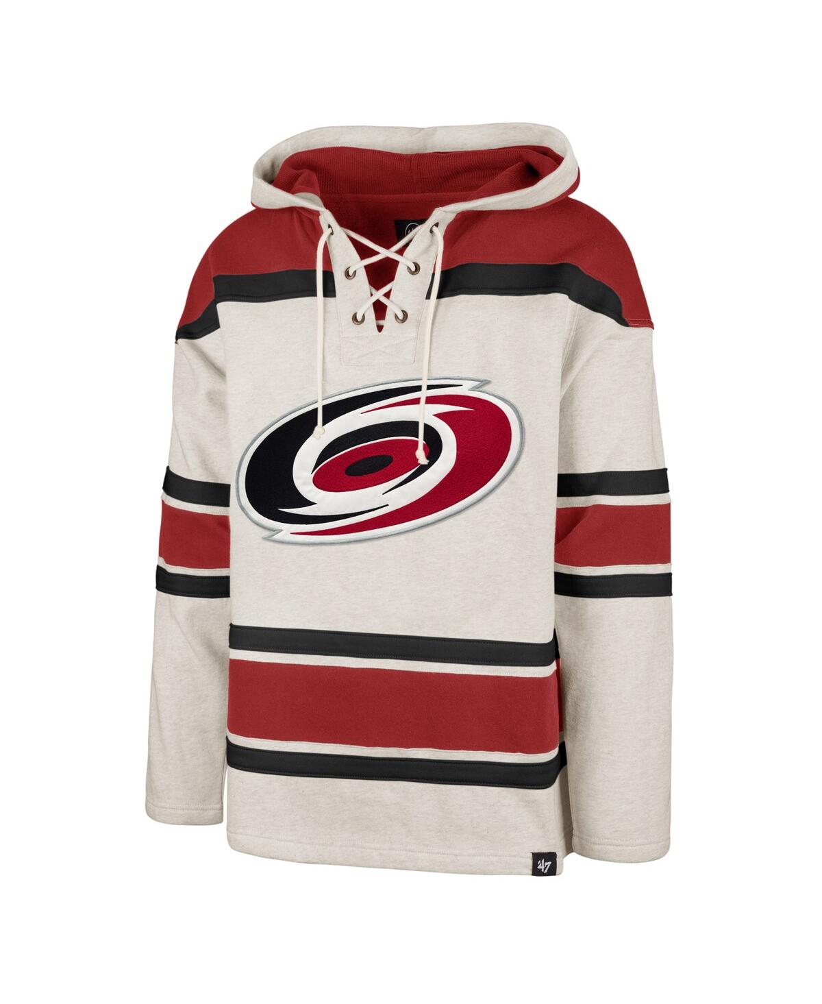 Men's '47 BrandCarolina Hurricanes Rockaway Lace-Up Pullover Hoodie - Oatmeal
