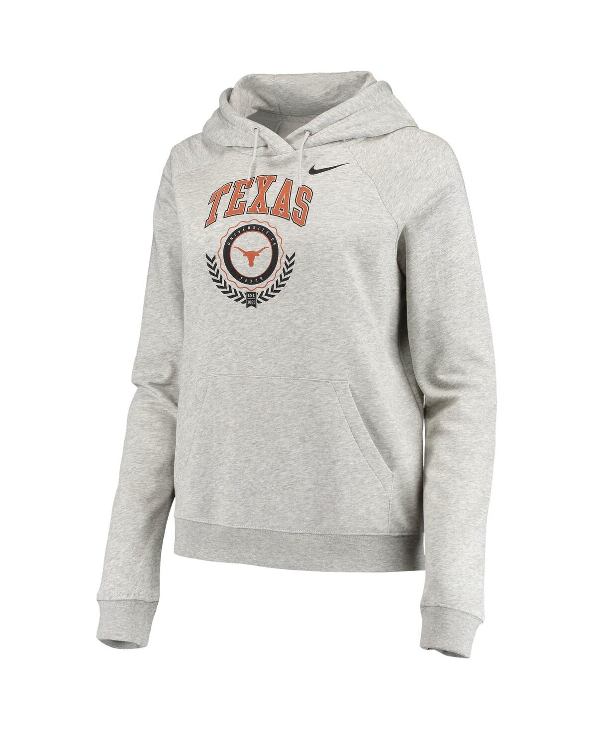 Shop Nike Women's  Heathered Gray Texas Longhorns Varsity Fleece Tri-blend Raglan Pullover Hoodie