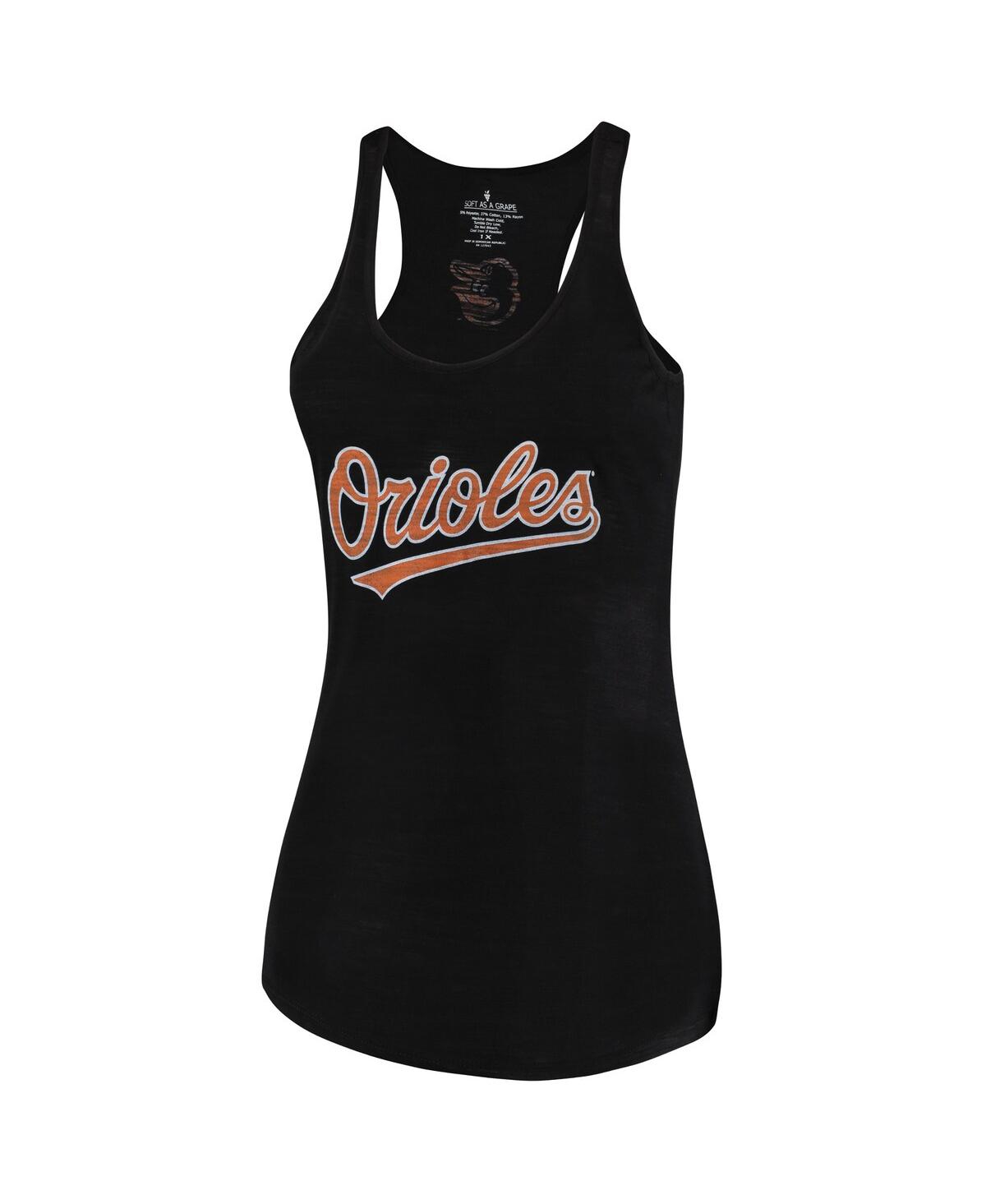Women's Soft As A Grape Black Baltimore Orioles Plus Size Swing for the Fences Racerback Tank Top - Black