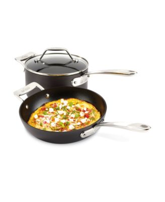 Essentials Hard Anodized Nonstick Cookware Set, 2-piece Fry and Sauce Pan with lid Set