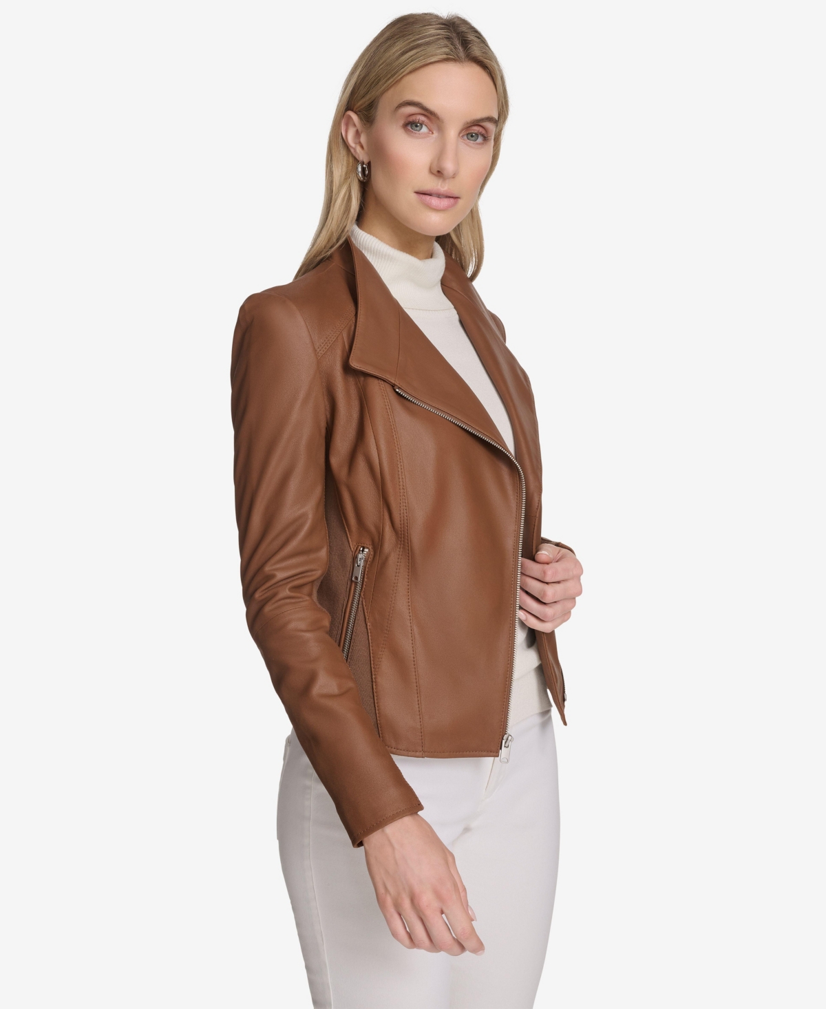 Andrew Marc Women's Felix Asymmetrical Moto Jacket With Wing Collar