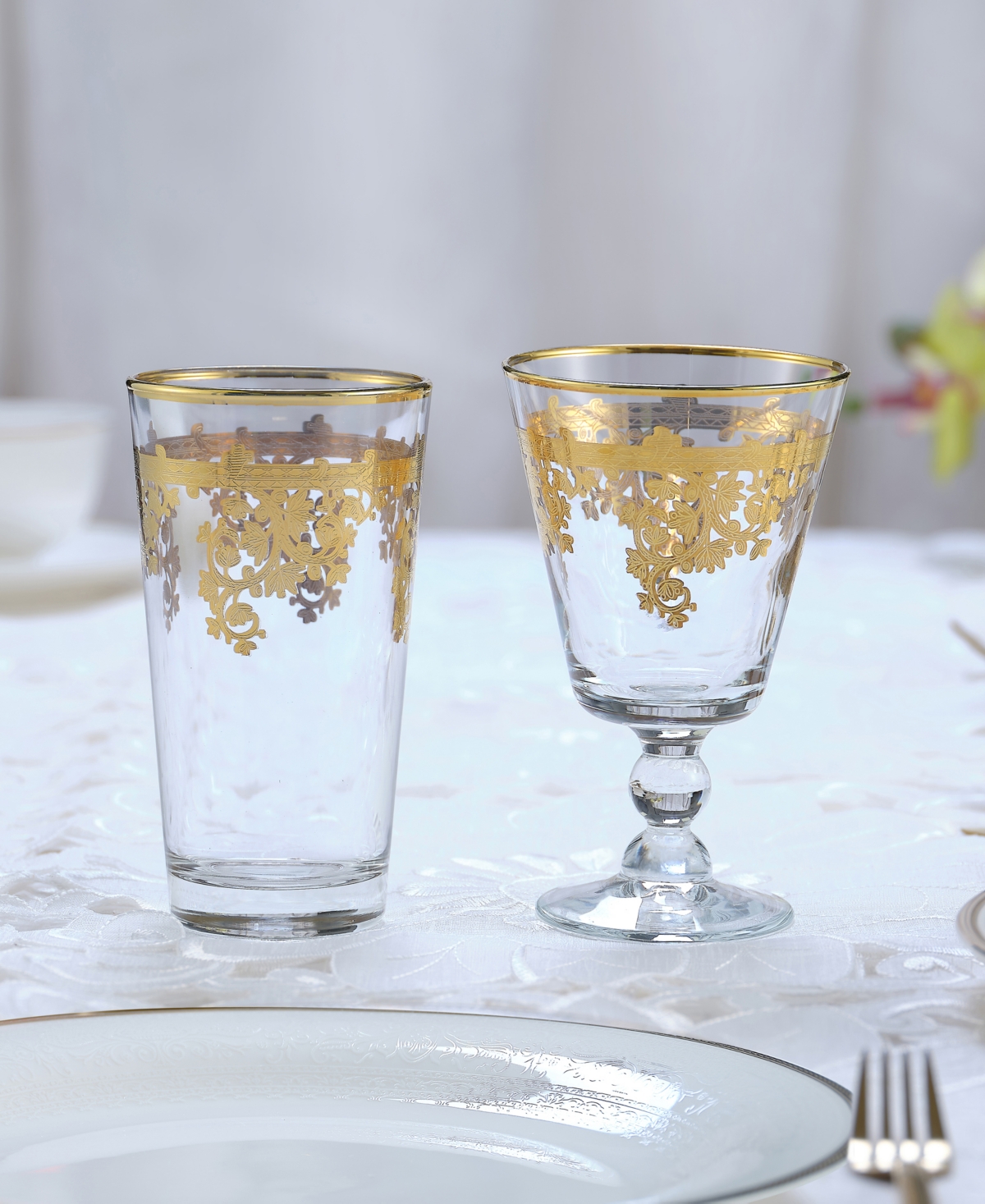 Lorren Home Trends RosalieShort Goblet, Set of 4 - Gold