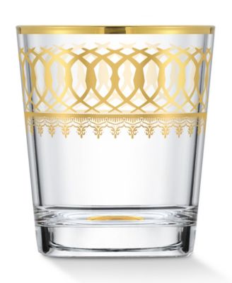 Gold-Tone Embellished Double Old Fashion with Gold-Tone Rings, Set of 4