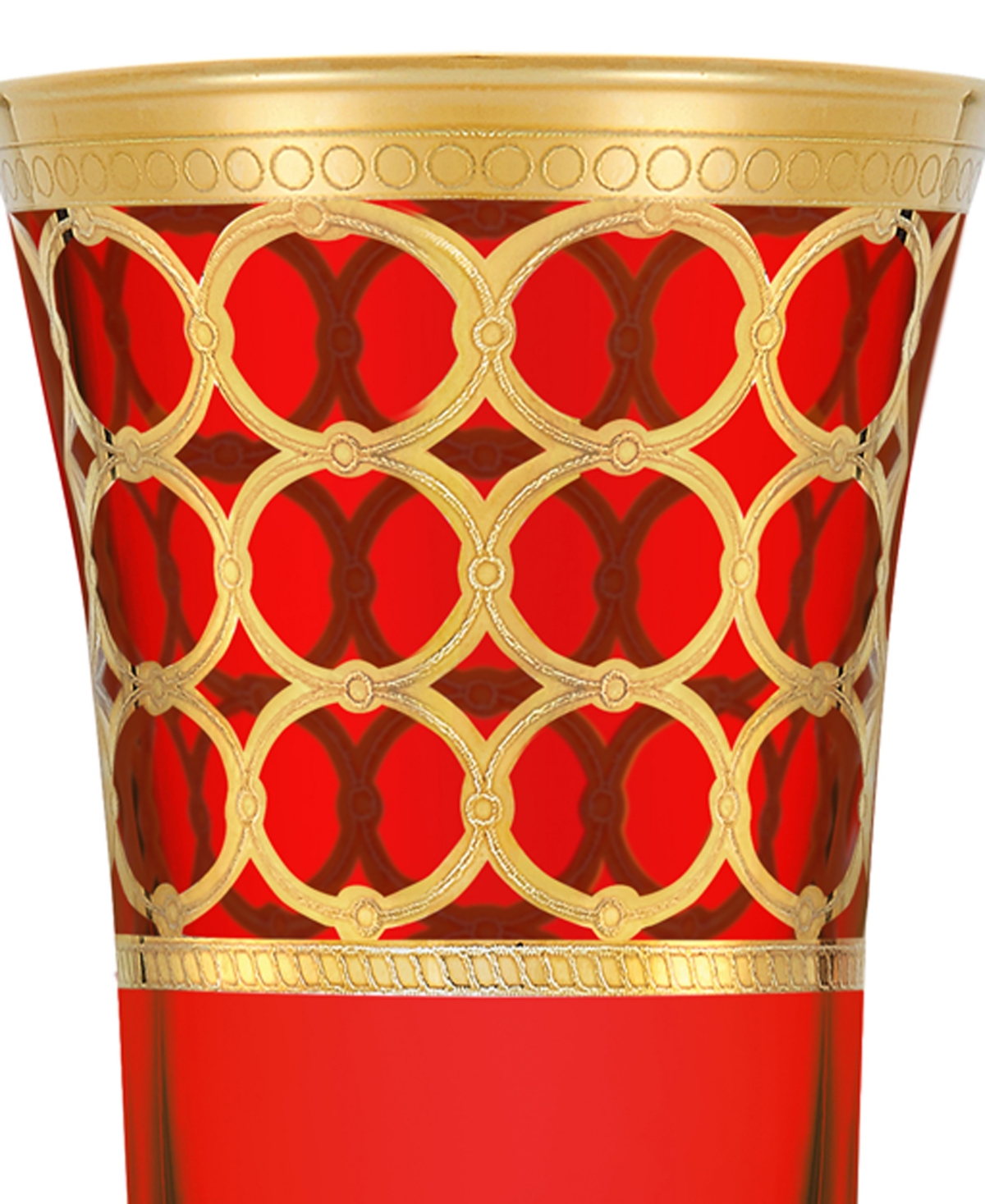 Lorren Home Trends DeepColored Champagne Flutes with Gold-Tone Rings, Set of 4 - Red