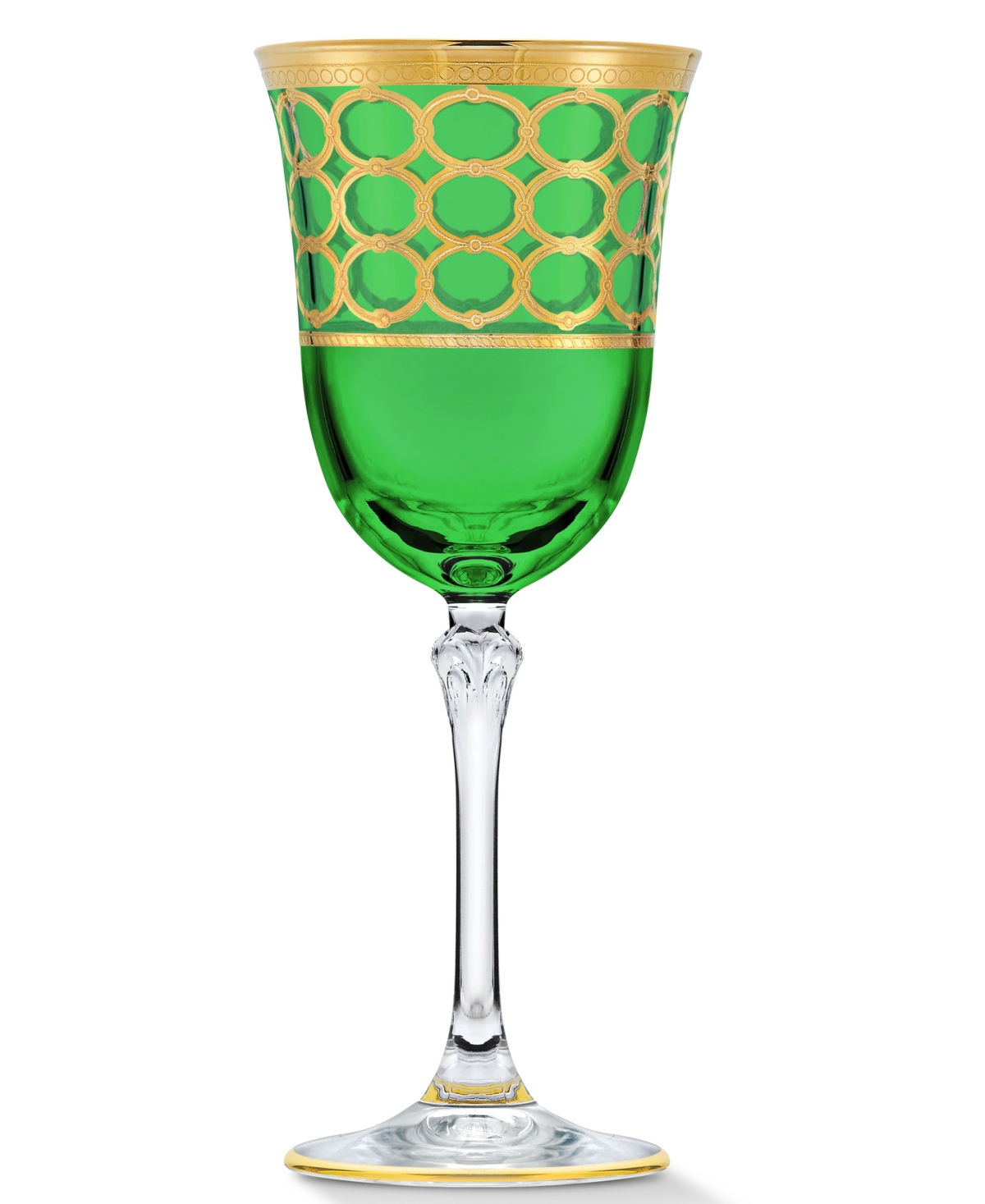 Lorren Home Trendscolor White Wine Goblet with Gold-Tone Rings, Set of 4