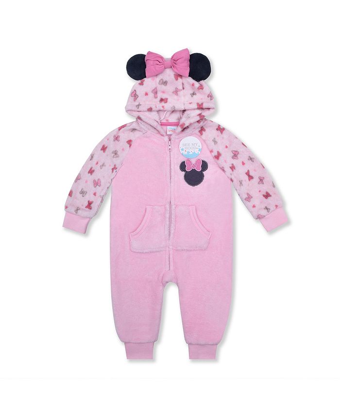 Disney Baby Girls Minnie Mouse Wubby Knit Coverall - Macy's