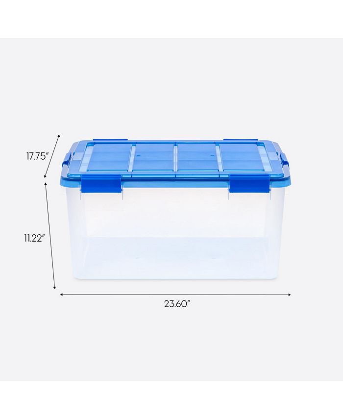 Iris Usa 15 Gallon Clear Plastic Storage Boxes With Blue Lid Pack Of 4 Macys