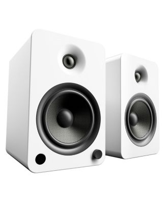 YU6 Powered Bookshelf Speakers with SE6 Elevated Desktop Speaker Stands