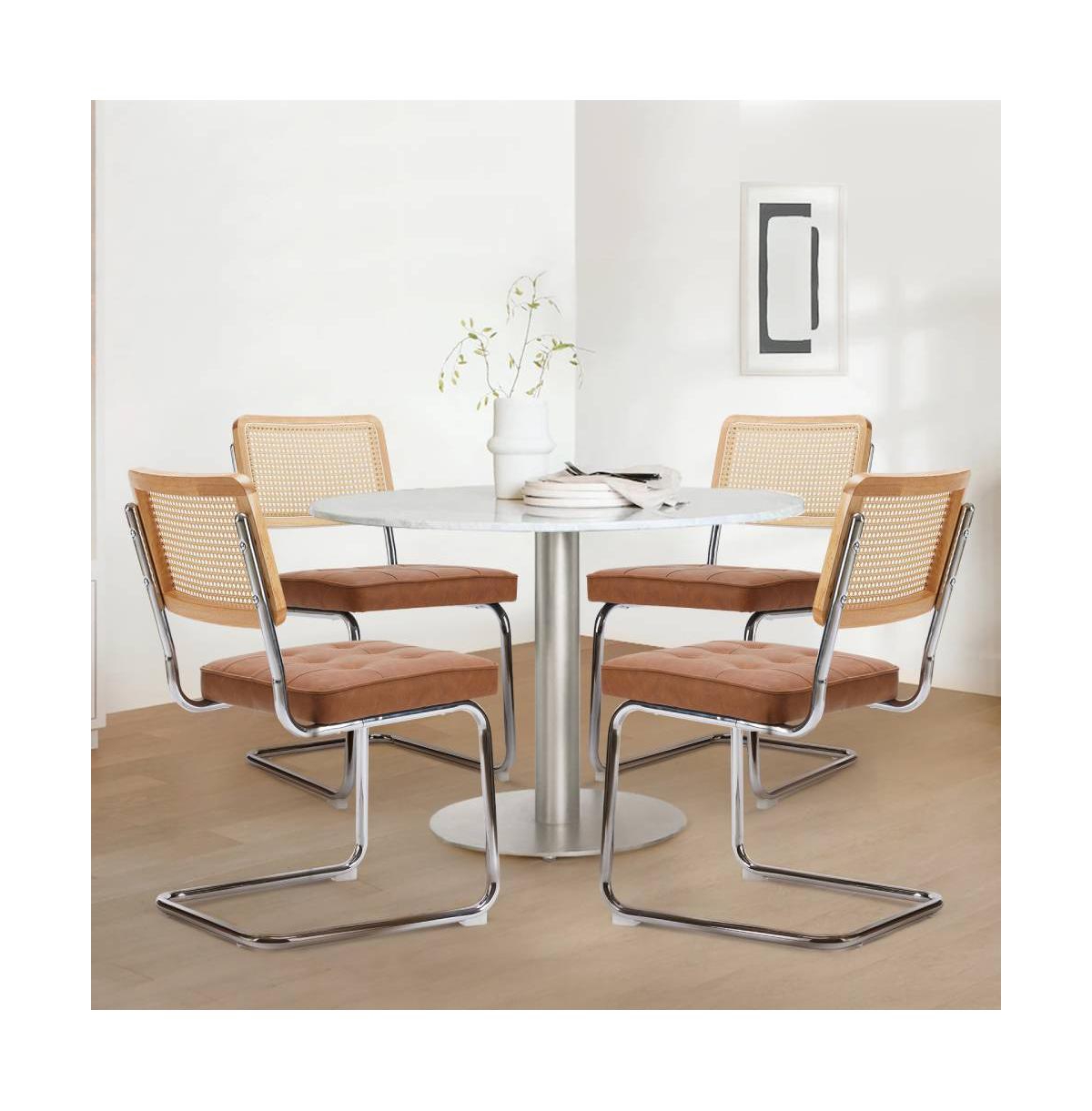 Cesca Chair Armless with Upholstered Seat & Cane Back, Set of 2