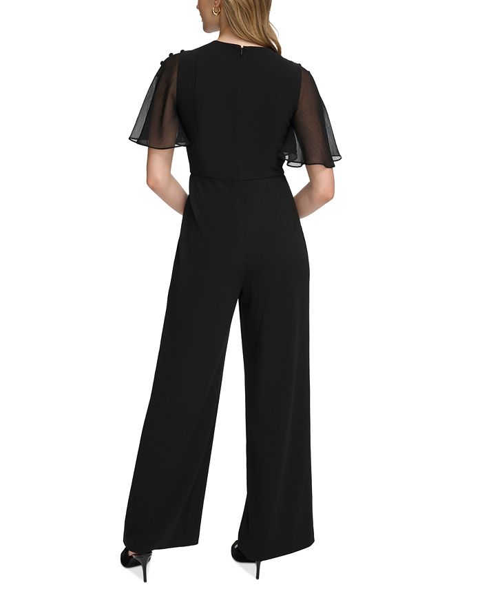 Calvin Klein Women's Flutter-Sleeve Button-Trim Jumpsuit - Macy's