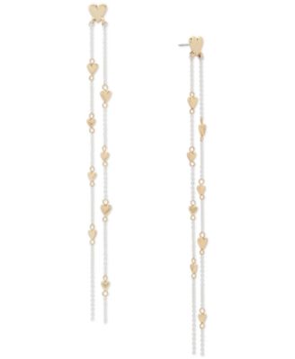 Lucky Brand - Two Tone Heart Chain Strand Earrings