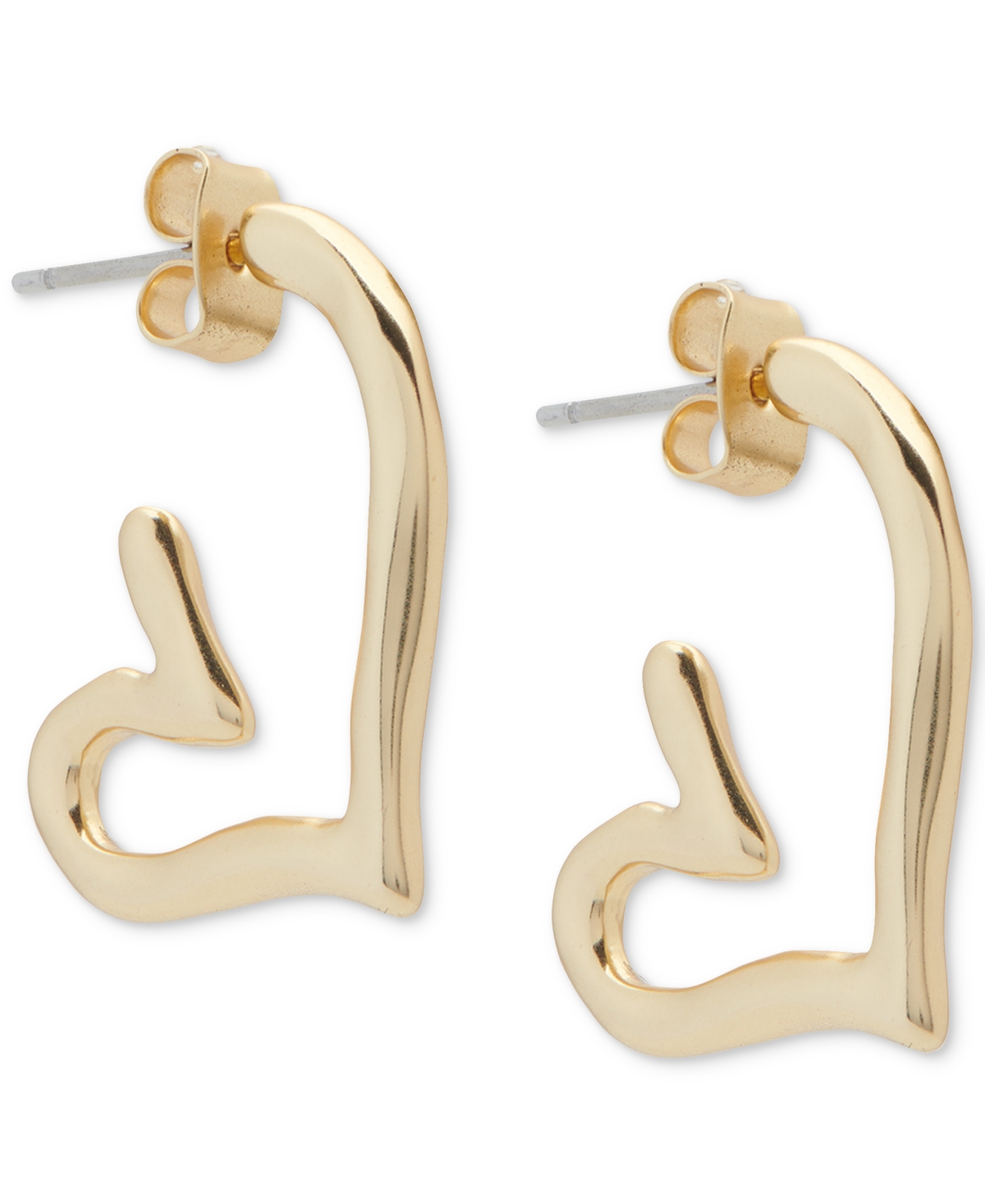 Shop Lucky Brand Gold-tone Small Open Heart Hoop Earrings