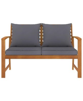 Patio Bench 47.2" with Dark Gray Cushion Solid Acacia Wood