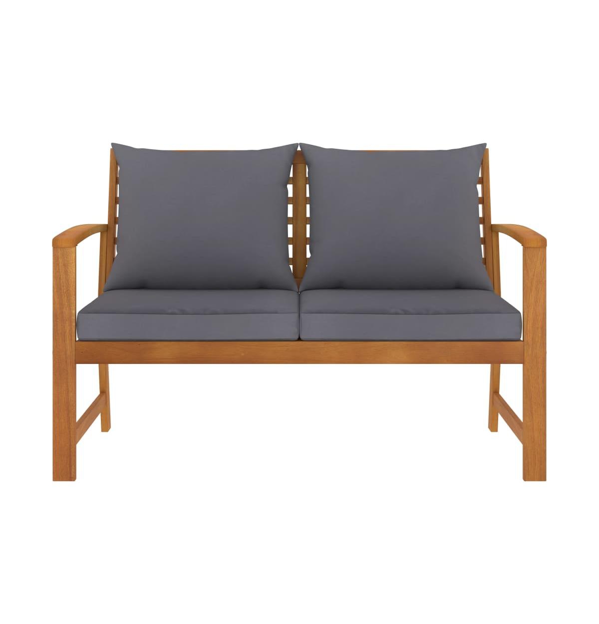 Patio Bench 47.2" with Dark Gray Cushion Solid Acacia Wood