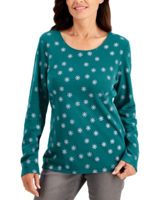 Karen Scott - Star-Print Long-Sleeve Top