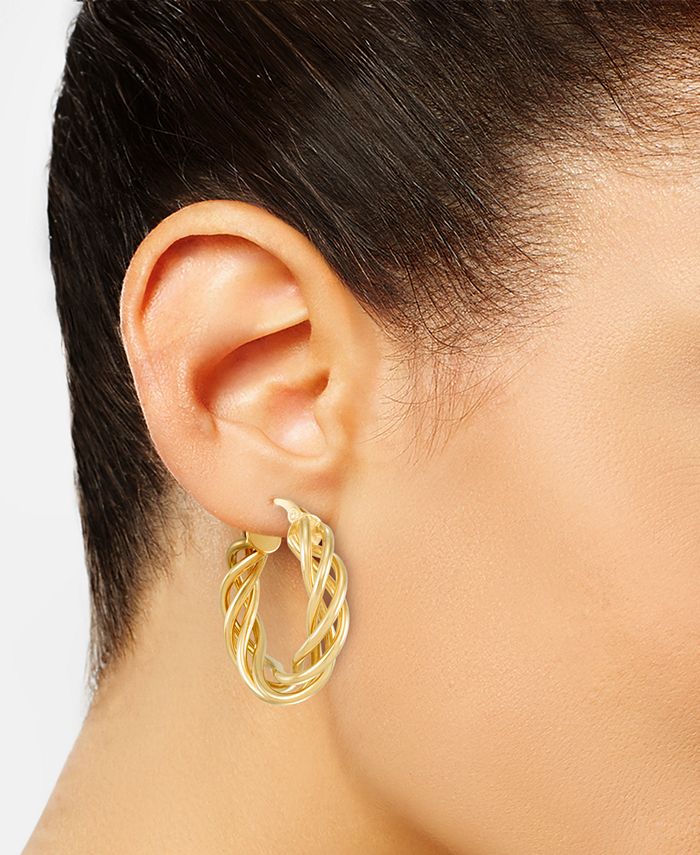 Macy's Polished Open Weave Small Hoop Earrings in 14k Gold, 25mm - Macy's