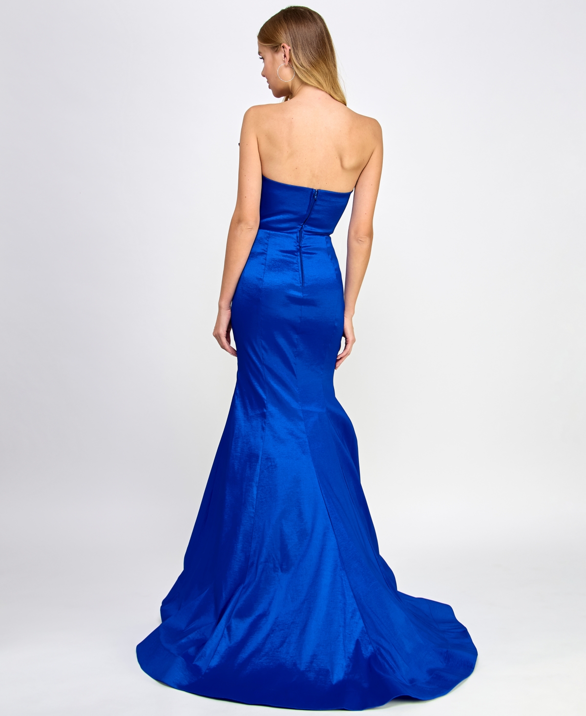 Shop B Darlin Juniors' Bow-trim Strapless Mermaid Gown, Created For Macy's In Royal,crystal
