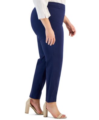 Plus & Petite Plus Size Tummy Control Pull-On Slim-Leg Pants, Exclusively at Macy's