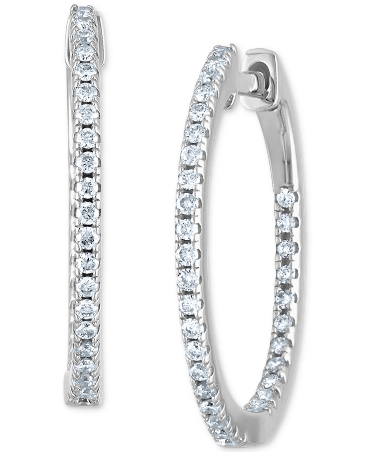 Diamond In & Out Hoop Earrings (1/4 ct. t.w.) in 10k- White Gold