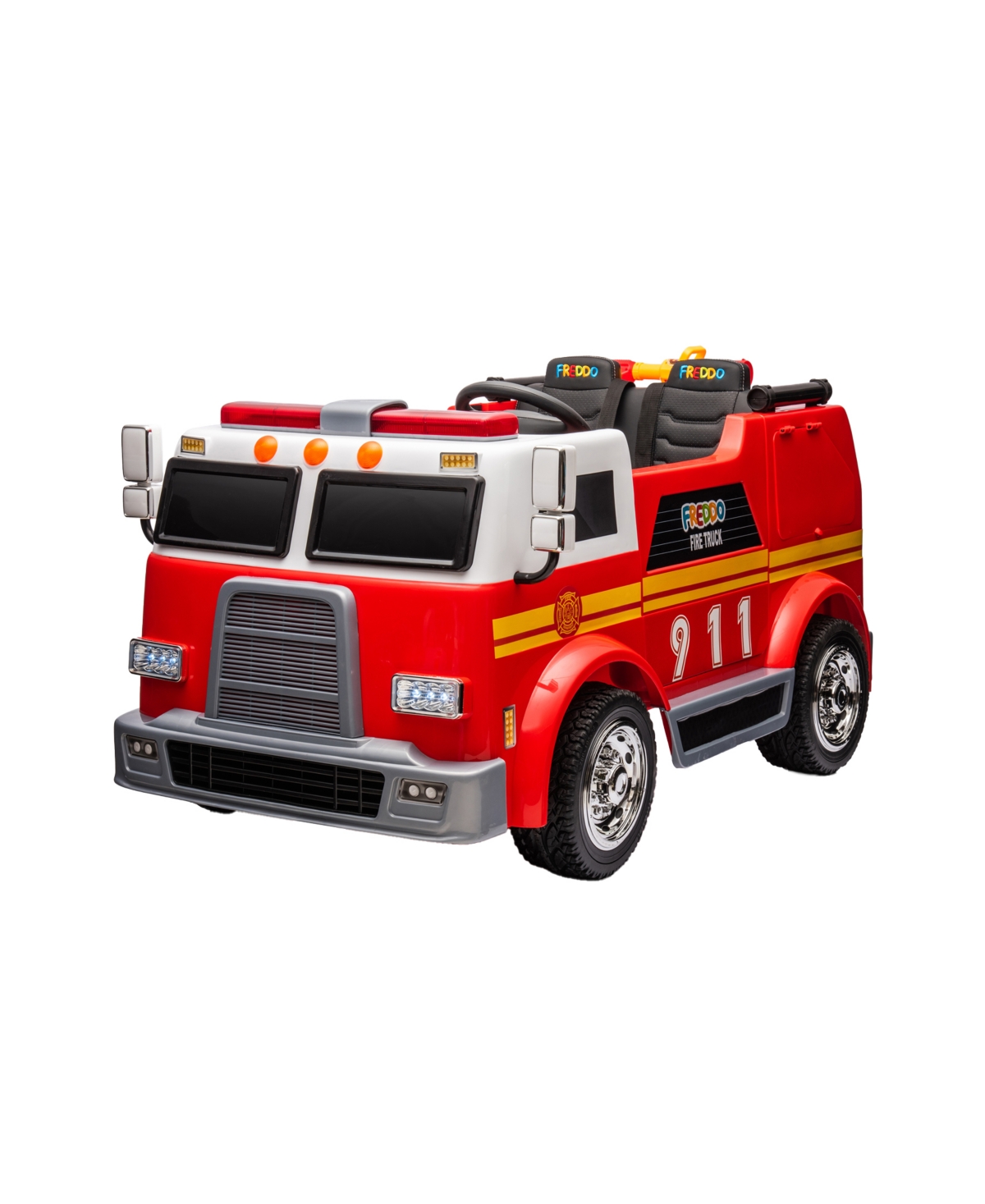 Freddo Kids' Fire Truck 24 Volt 2-seater Ride-on With Led Lights, Water Shooter, Parental Control In Red