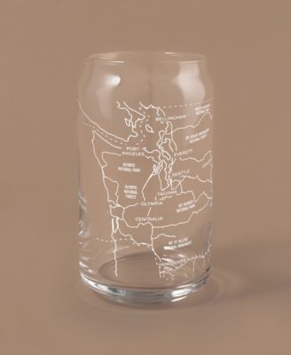 THE CAN Washington State Map 16 oz Everyday Glassware, Set of 2