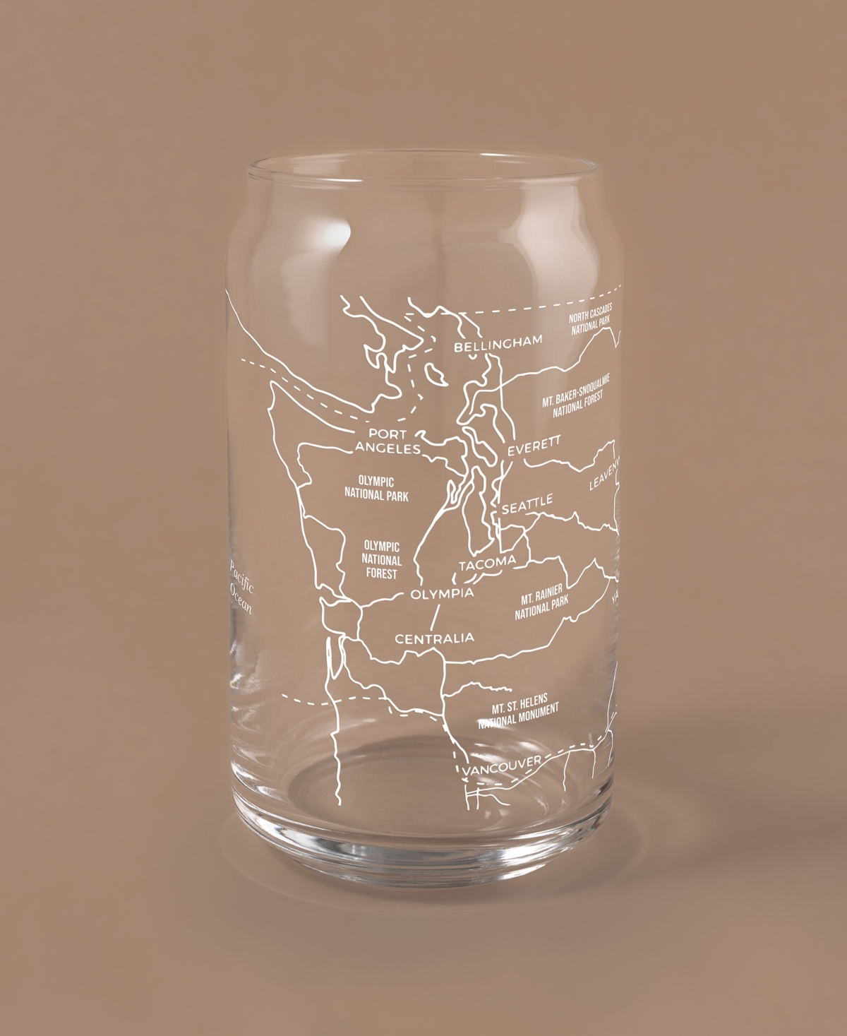 Shop Narbo The Can Washington State Map 16 oz Everyday Glassware, Set Of 2 In White