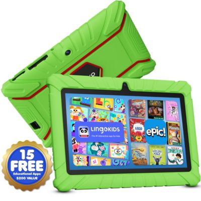 V8 Kids Tablet 32GB, 7” Screen WiFi Learning Device with Parental Controls, Shockproof Case, Epic! & LingoKids Apps