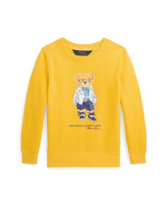 폴로 랄프로렌 Polo Ralph Lauren Toddler and Little Girls Polo Bear Fleece Sweatshirt,Chrome Yellow
