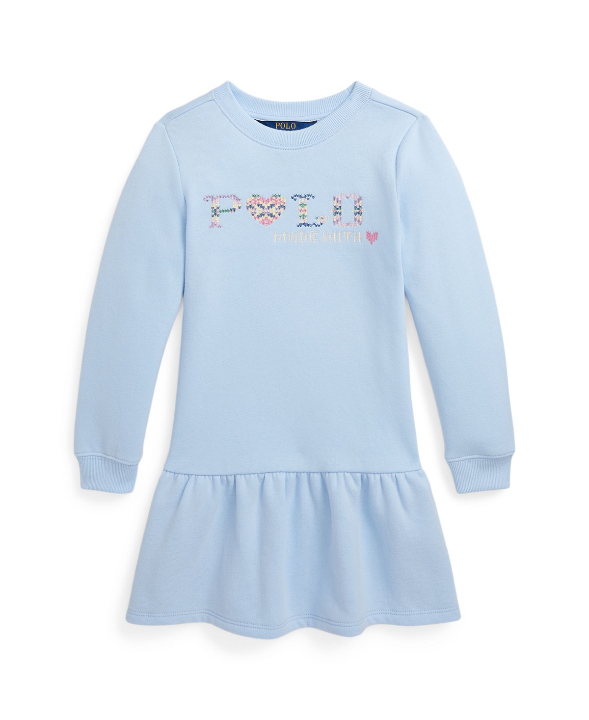 Polo Ralph Lauren Kids' Toddler And Little Girls Fair Isle Logo Fleece Dress In Office Blue