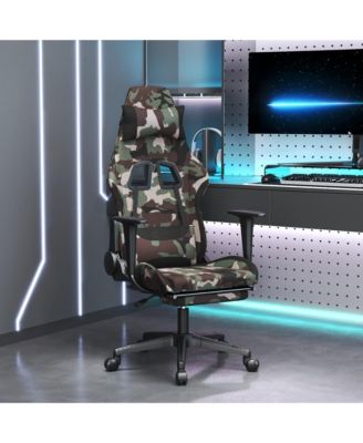 Massage Gaming Chair with Footrest Black and Camouflage Fabric