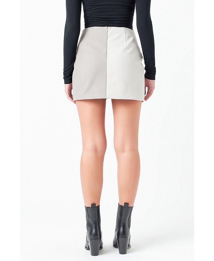 Jupe Courte Jean Free People Colorblocked, Taille 8, Gris (État Correct)