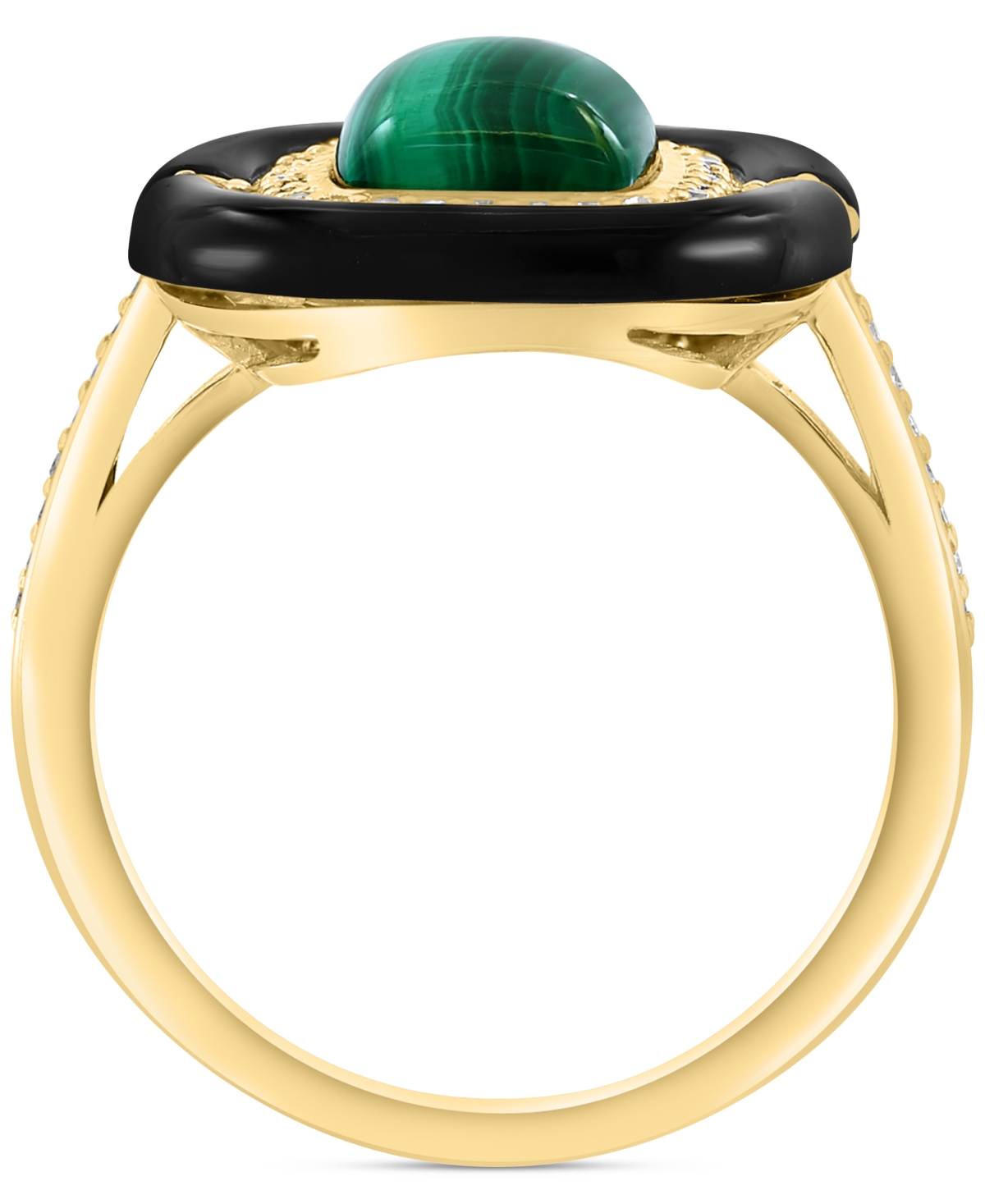 Effy Malachite, Onyx, & Diamond (1/5 ct. t.w.) Statement Ring in 14k Gold - 14K Gold