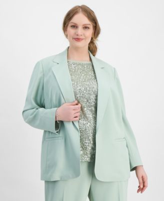 Anne Klein - Plus Size Notched-Collar Open-Front Blazer