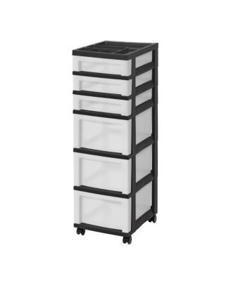 Iris USA 6-Drawer Storage Cart with Organizer Top, Black