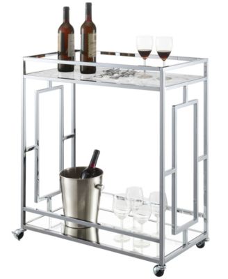 29.25" Chrome Town Square Mirrored Bar Cart