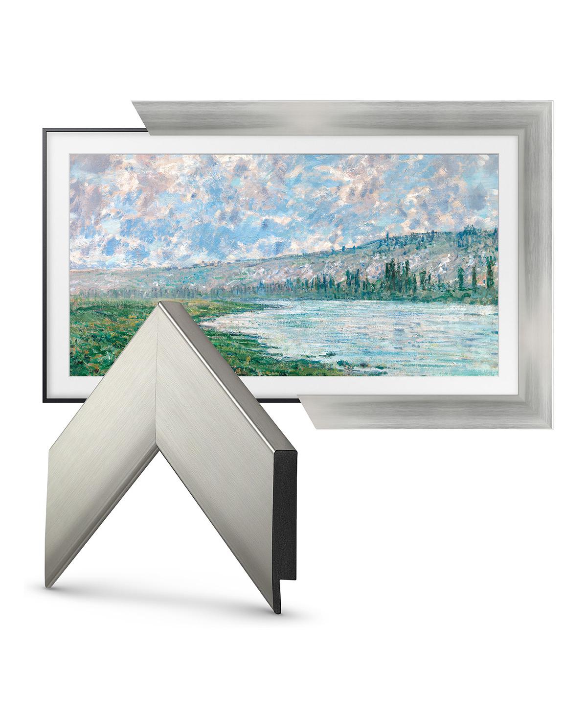 Deco Tv Frames 75" Customizable Frame For Samsung The Frame Tv 2021-2023 In Brushed Stainless