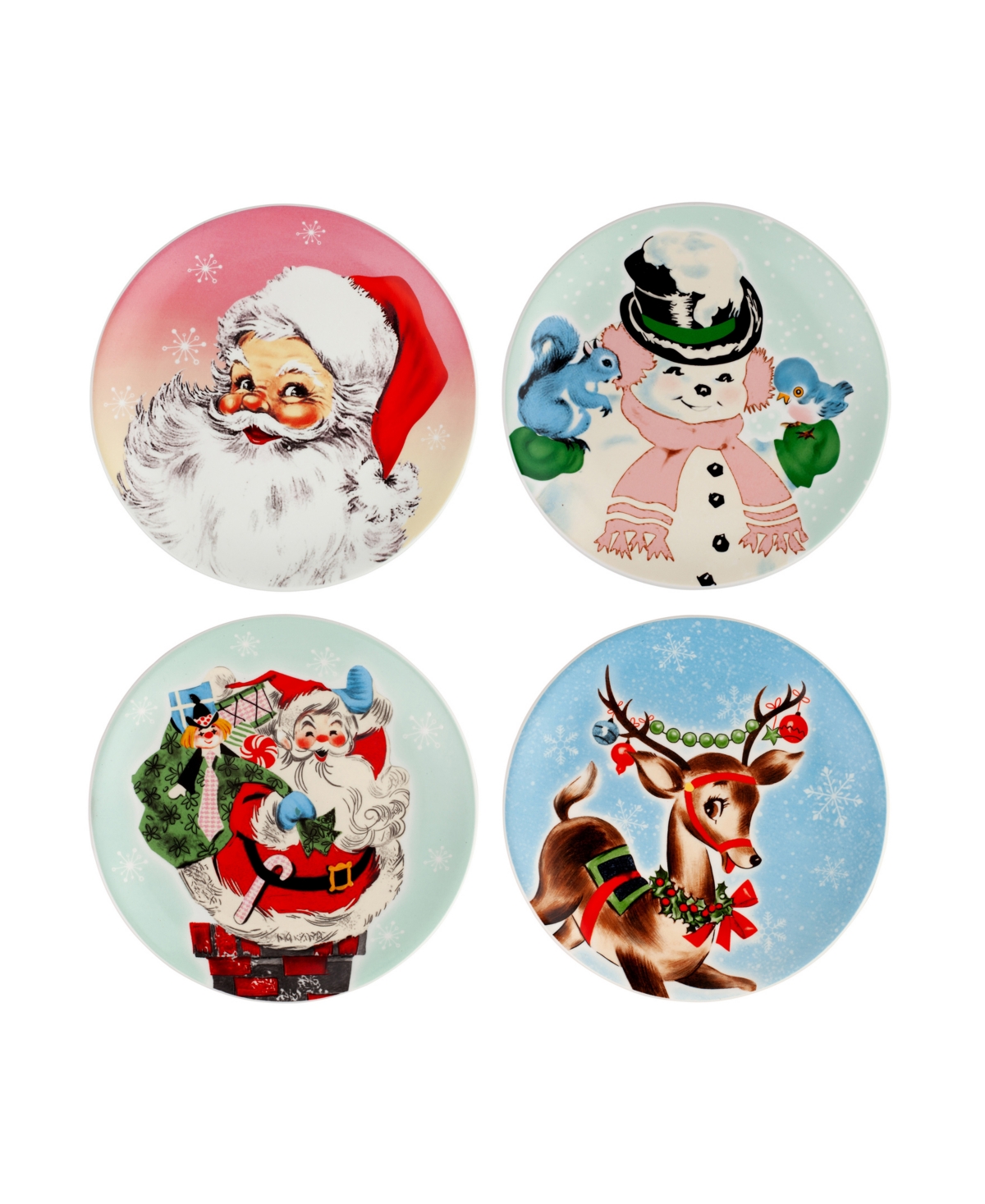 Mr. Christmas 8" Ceramic Pastel Plates, Set Of 4 In Multi