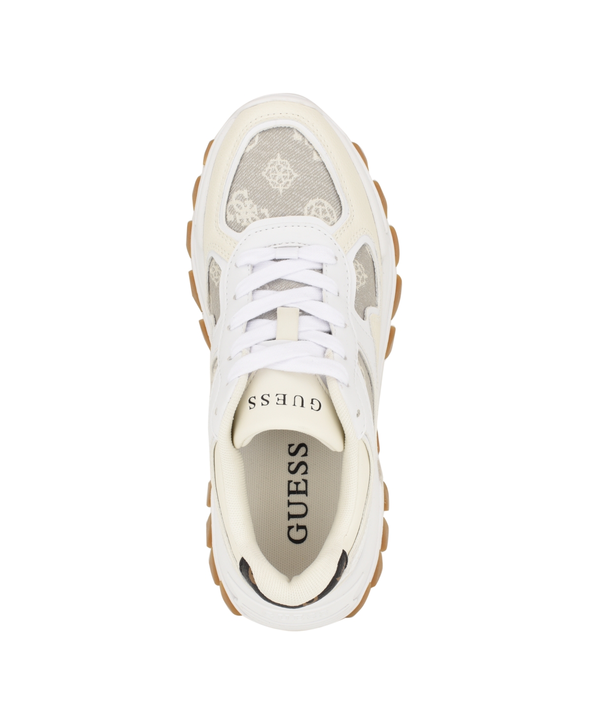 Guess Women's Norina Lace-Up Cat Claw Chunky Fashion Sneakers - Beige Logo Multi