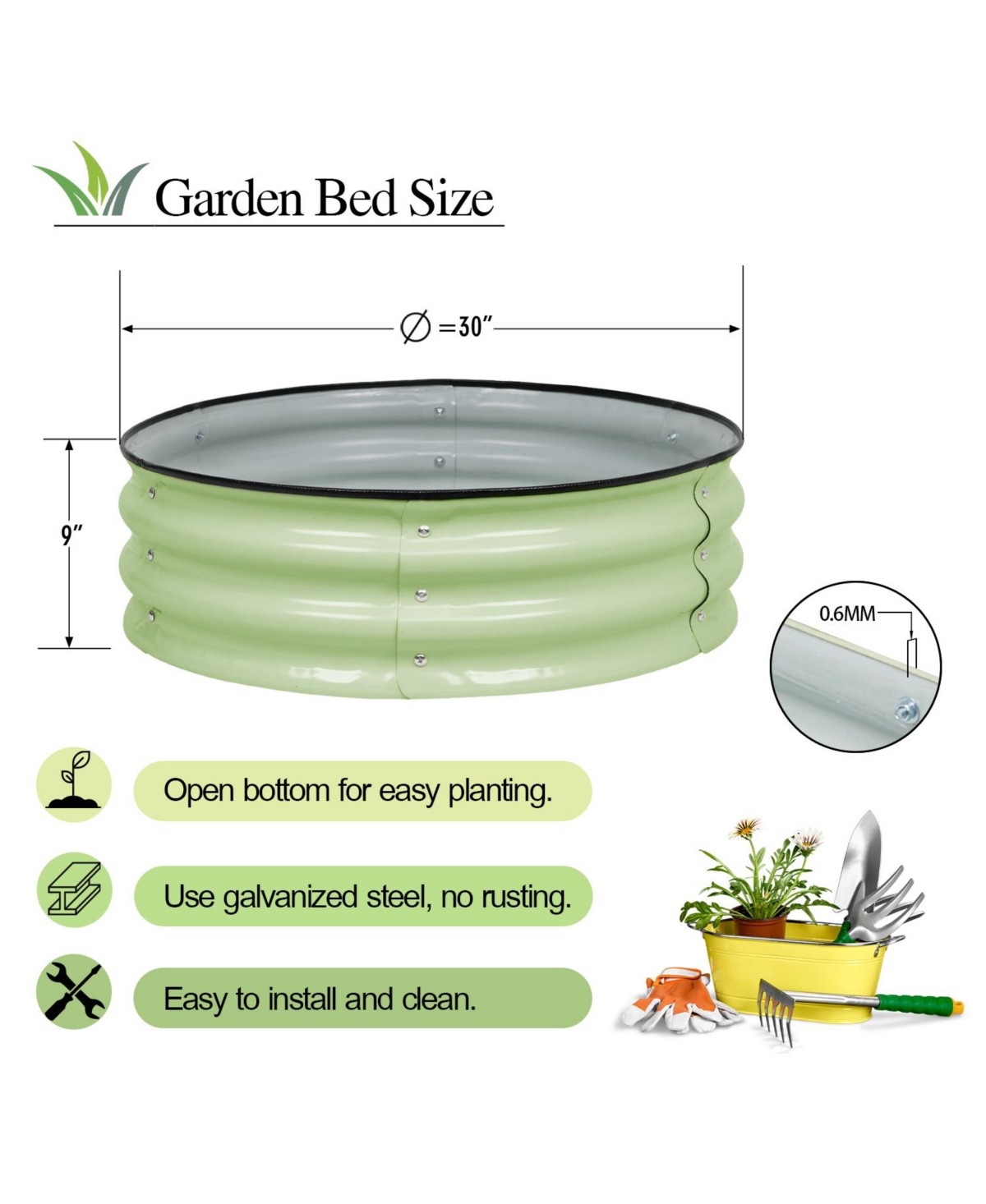 Aoodor 30'' x 9'' Metal Outdoor Raised Garden Bed