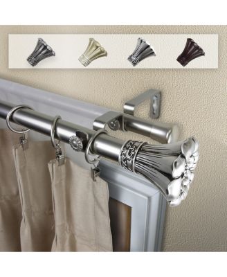 Rod Desyne - Blossom Double Curtain Rod 1" OD 120-170 inch - Mahogany