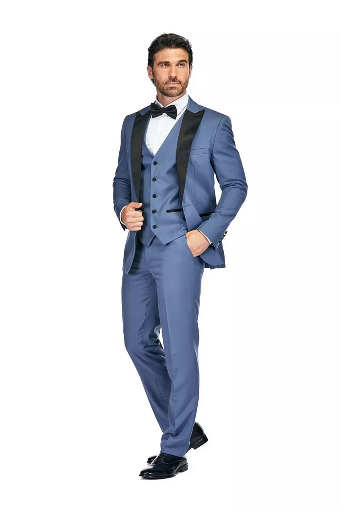 Men's 3 Piece Birdseye Peak Lapel Tuxedo Set - thumbnail 5