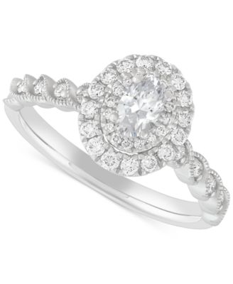 Diamond Oval Halo Bridal Set (3/4 ct. t.w.) in 14k White Gold