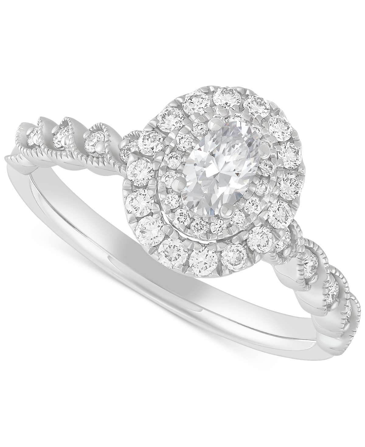 Diamond Oval Halo Bridal Set (3/4 ct. t.w.) in 14k White Gold