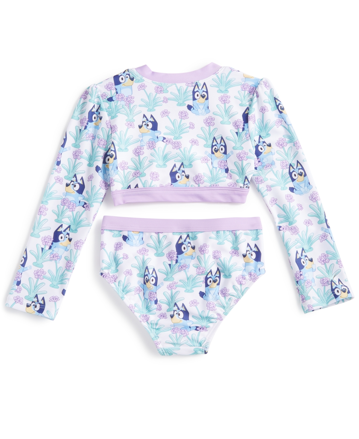 Shop Bluey Toddler Girls Printed Long-sleeve Rashguard Swimsuit, 2 Piece Set In Multi