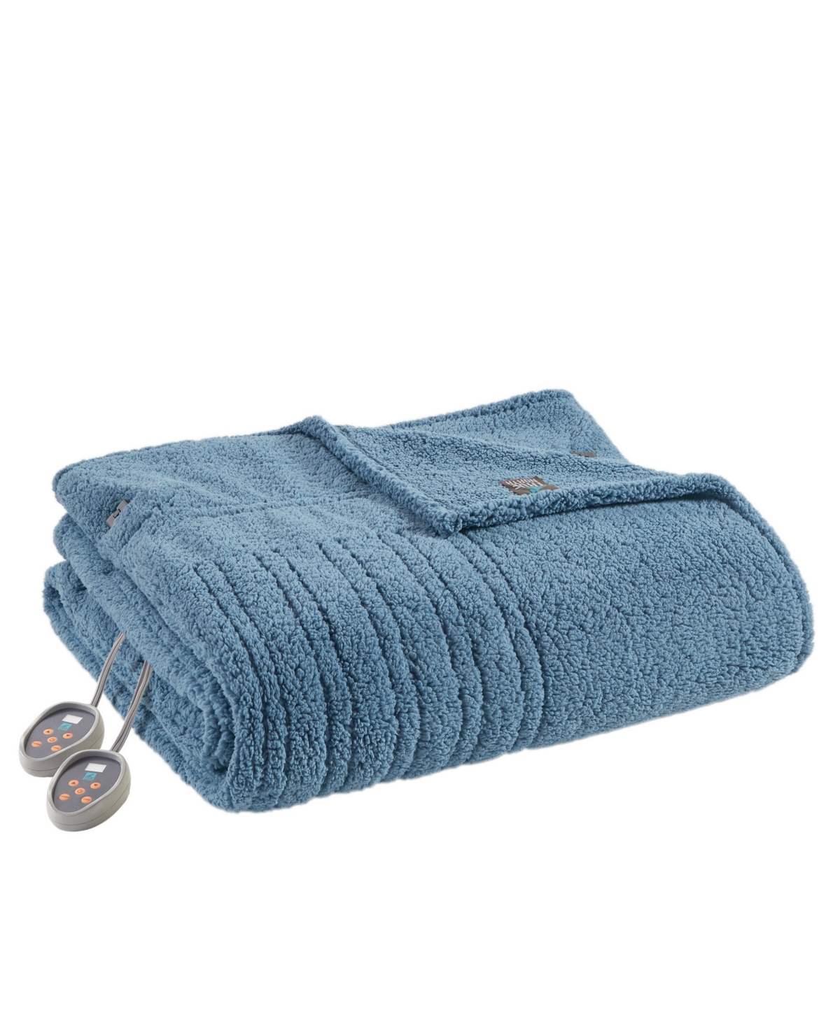 Sleep Philosophy Sherpa Heated Blanket, Twin In Blue