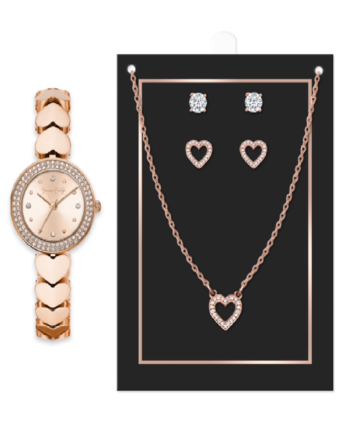 Jessica Carlyle Women's Quartz Rose Gold-tone Alloy Watch 28mm Gift Set In Shiny Rose Gold,light Rose Gold Sunray