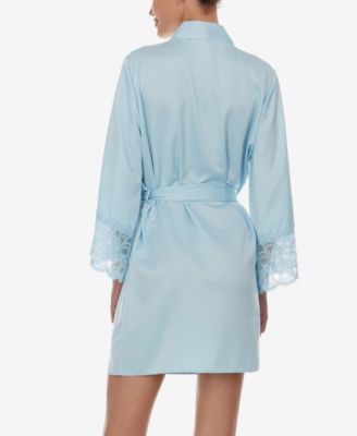 Kit Heart Lace Matte Charmeuse Wrap Robe