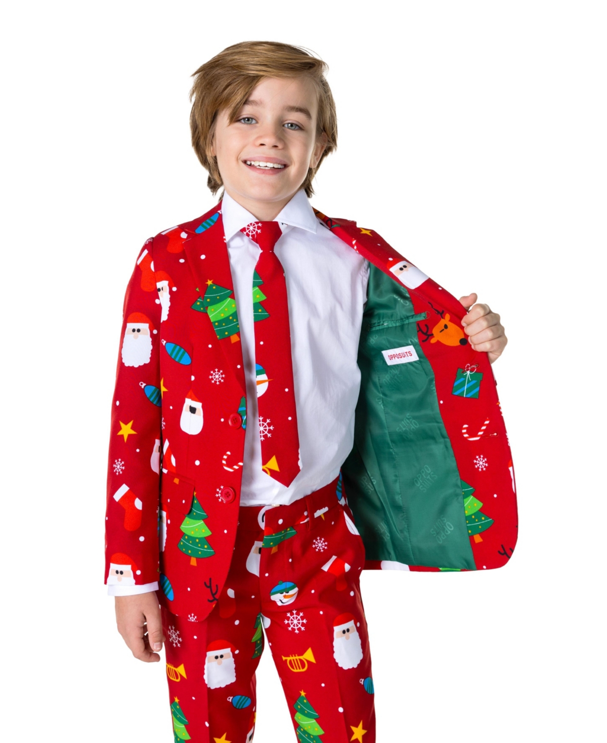 OppoSuits Big Boys Festivity Christmas Party Outfit Including Blazer, Pants and Tie Suit Set